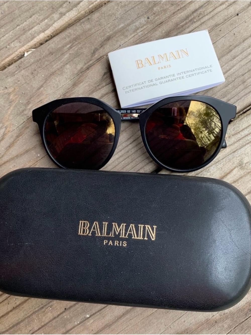 Balmain Black Frame Brown Gradient Lens Sunglasses